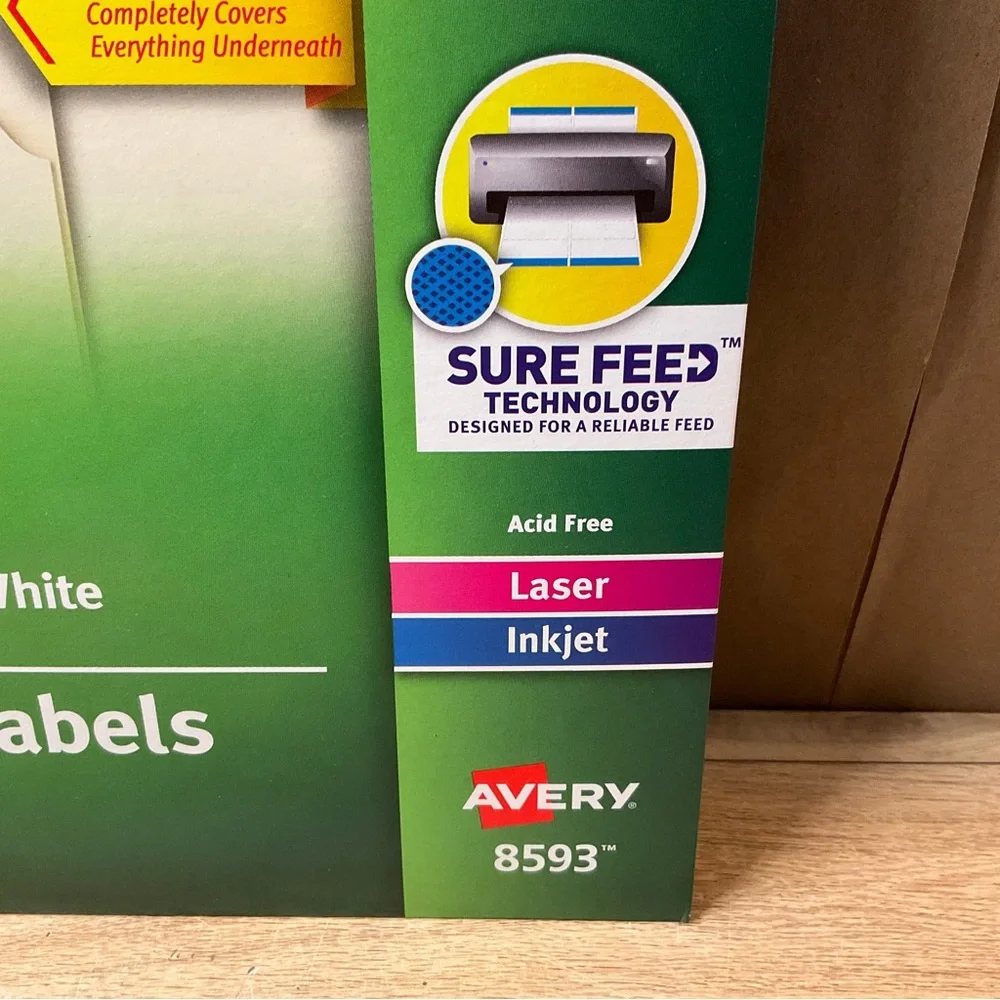4 X Avery File Folder Labels 8593 1/3 Cut 2/3” X 3 7/16” White 150 Laser Inkjet